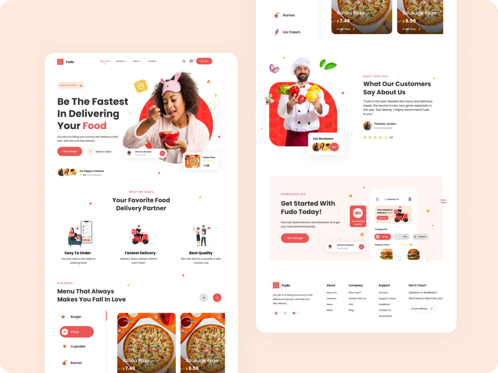 Food delivery app landing page cover