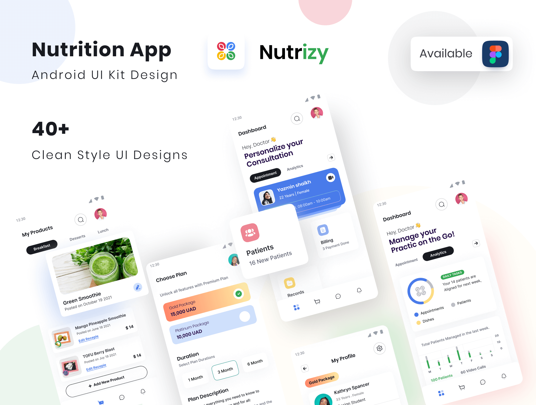 Nutrizy-Premium health consultation App UI Kit