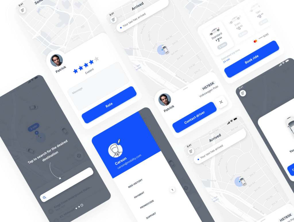 Taxi booking ui kit 2