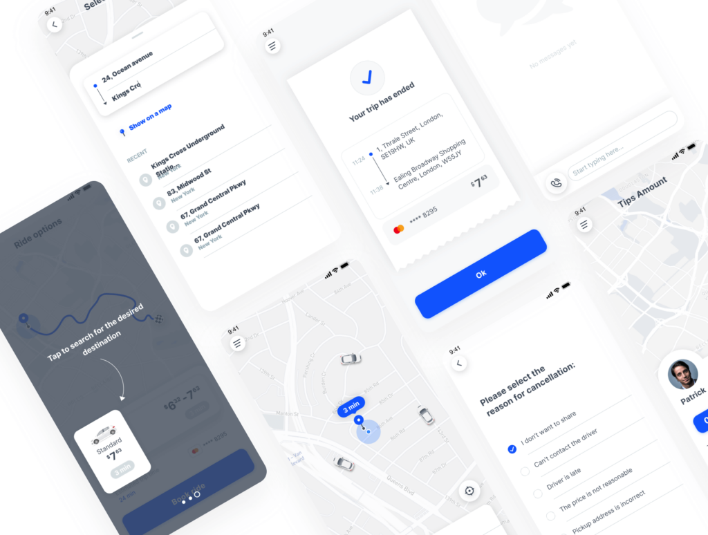 Taxi booking ui kit 3