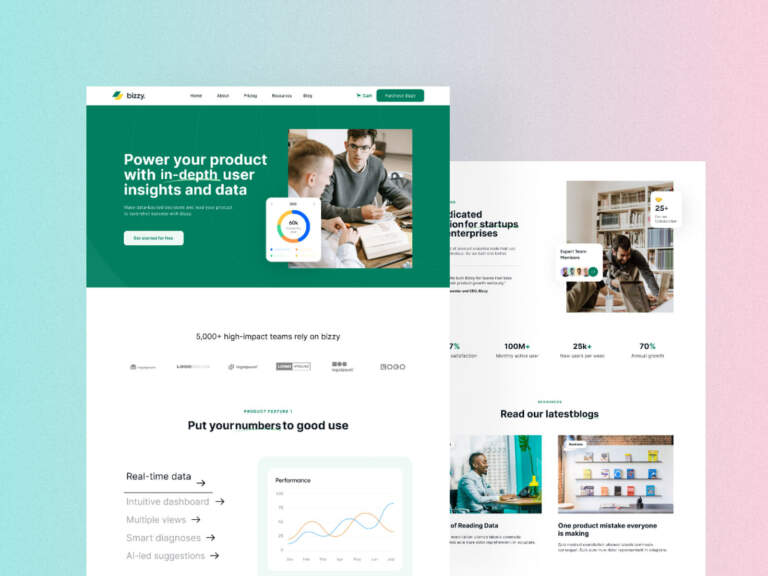 Bizzy - Saas Landing Page Design for Start up Cover