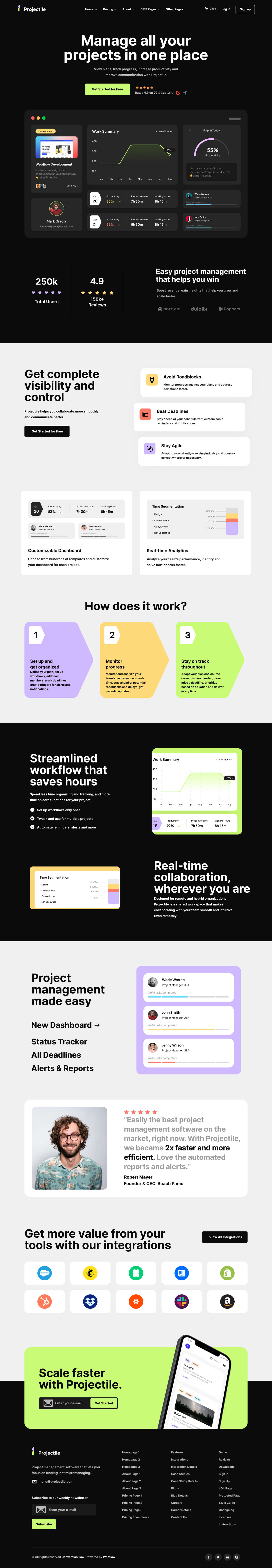 Projectile - Project Management Saas Landing Page Design P2