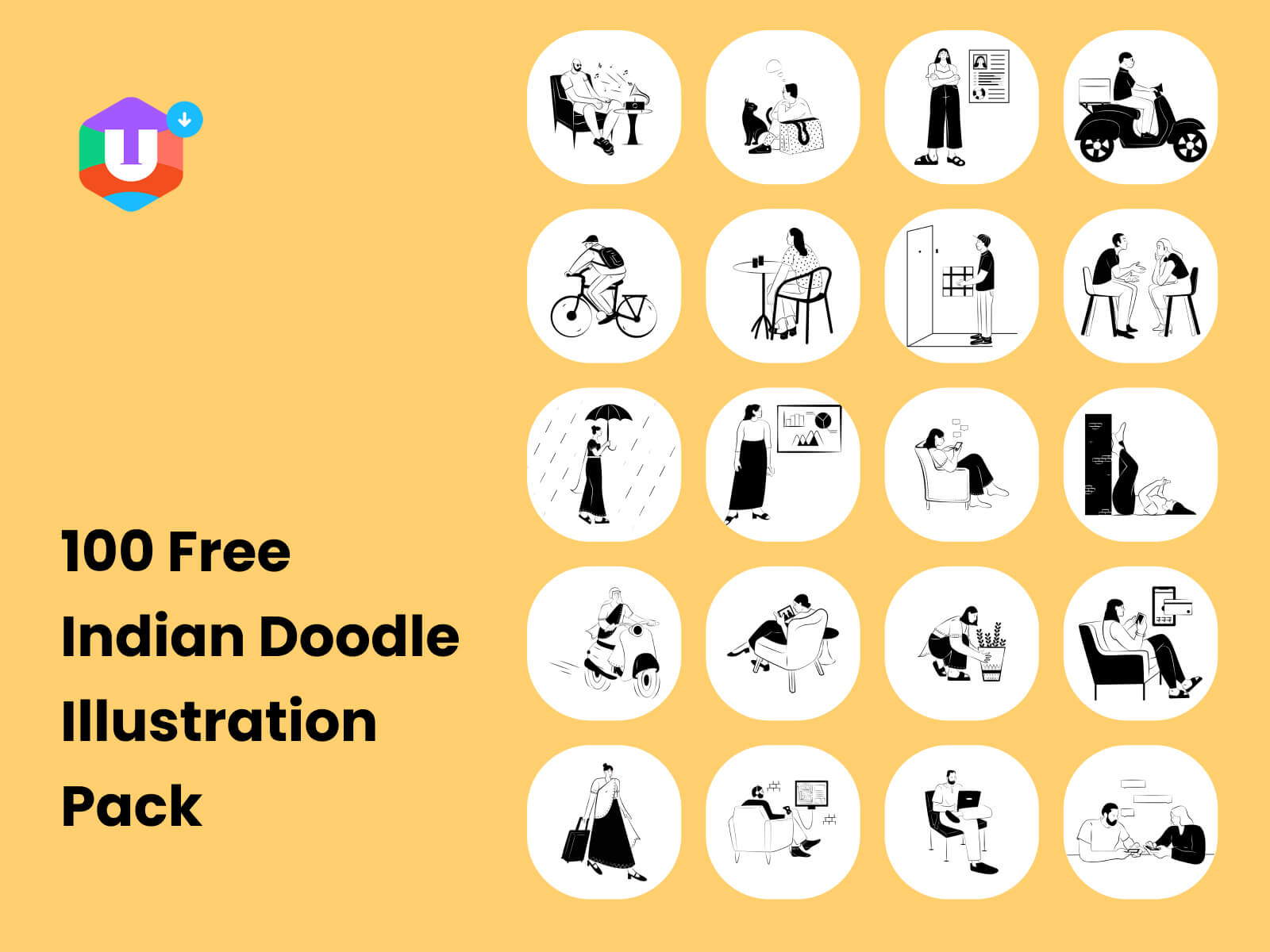 100-Free-Indian-Doodle-Illustration-Pack