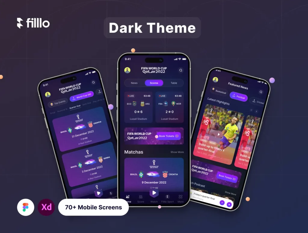 Filllo Live Score App UI Kit 7