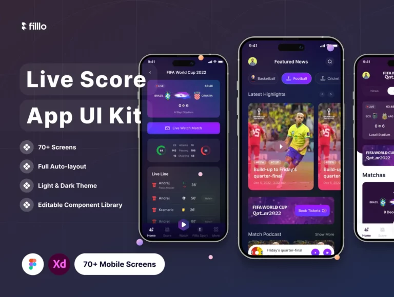 Filllo Live Score App UI Kit