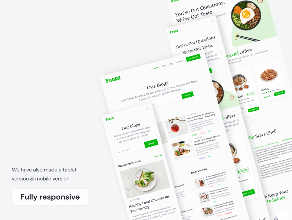 Foodz - Free Delivery Food Website Design