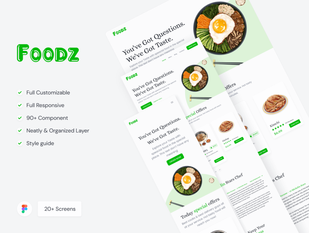 Foodz - Free Delivery Food Website Design